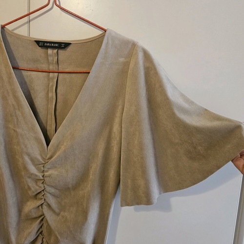 Φόρεμα Zara Basic μπεζ σαν καινούργιο με ντραπέ σχέδιο