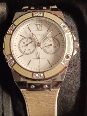 Guess women's watch used, white, needs strap replacement