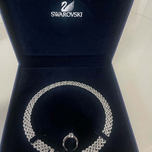 Κολιέ και δαχτυλίδι set Swarovski καινούργιο ασημί