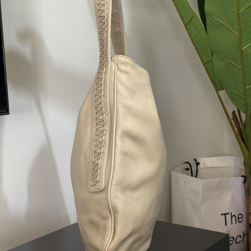 Callista Crafts Leather Hobo Shoulder Bag cream beige used