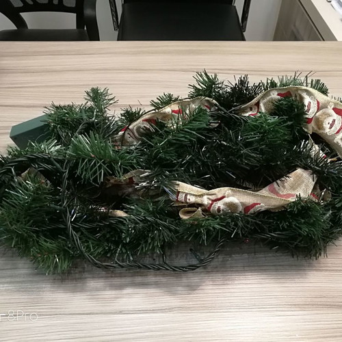 Christmas decorative garland green with lights used 200x10cm