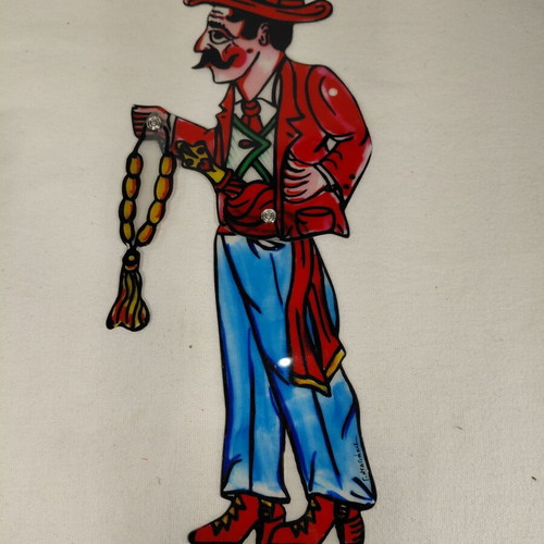 Stavrakas Karagiozis shadow theatre figure used, Dagakou creation