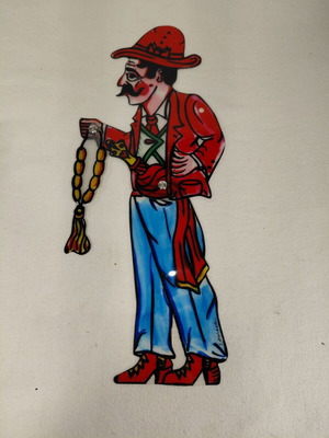 Stavrakas Karagiozis shadow theatre figure used, Dagakou creation