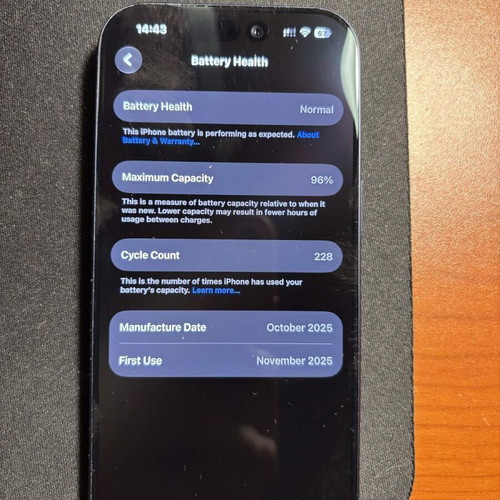 Apple iPhone 17 Pro 256GB 12GB RAM used, deep blue