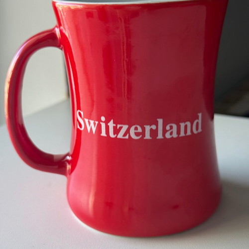 Large Swiss flag mug new with embossed cross