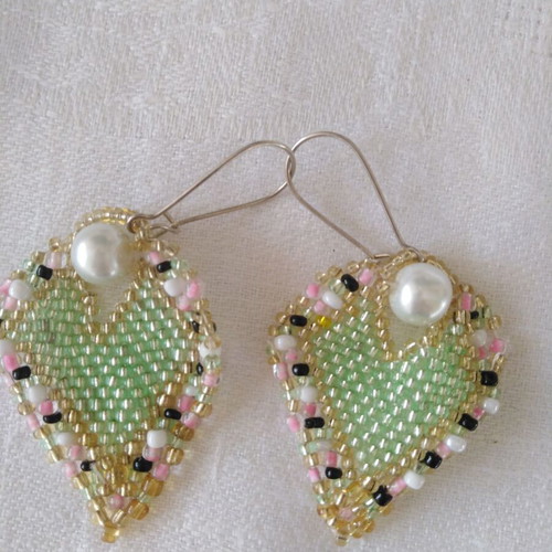Handmade beaded knitted earrings new