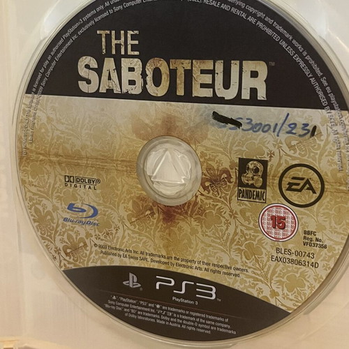 The Saboteur PS3 game used