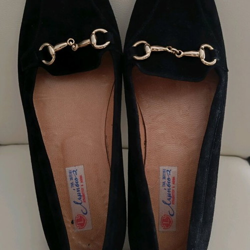 Loafers women's used black suede Greek made Lemisios