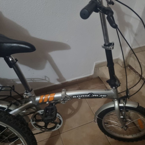 Born2Ride Folding Bicycle 20" with 6 Shimano Speeds like new, silver