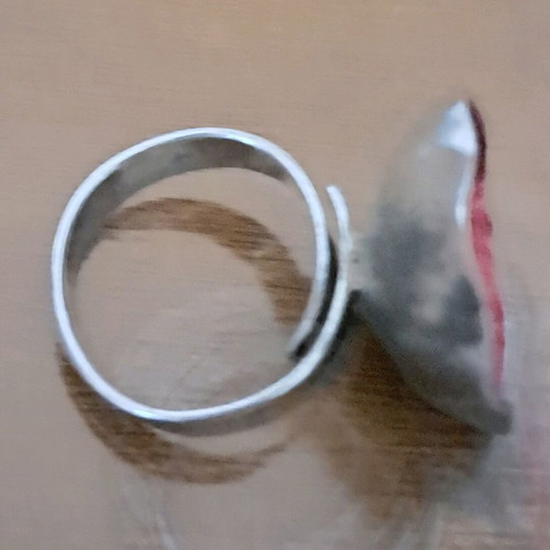 Silver Handmade Ring 925 with Red, Orange and Gold Interior like new