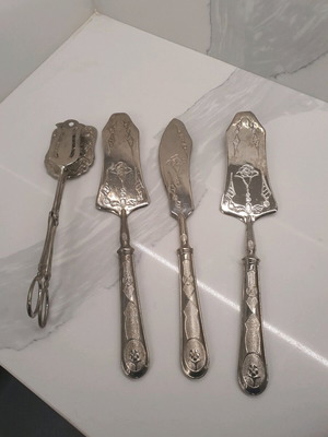 Vintage dessert set silver 800 used, set of 4