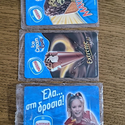 Set of 3 OTE Nestlé Ice Cream collectible phone cards