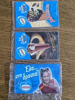 Set of 3 OTE Nestlé Ice Cream collectible phone cards