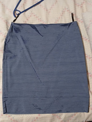Unique Fashion blue mini skirt satin taffeta, size L