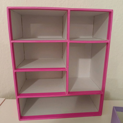 Colorful desktop organiser with drawers used