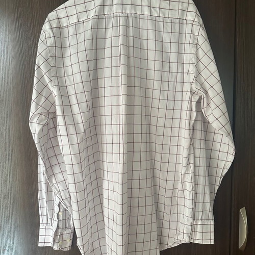 Strellson men's shirt M white with burgundy stripes like new