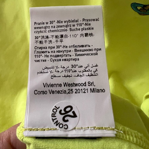 Vivienne Westwood Basic T-shirt new, neon yellow, size S
