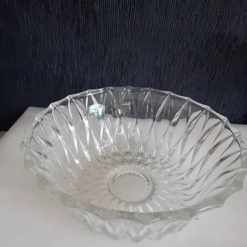 Small vintage glass salad bowl used, 20cm diameter