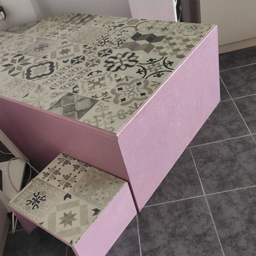 Wooden pedestal used for stage or professional spa pedicure lilac