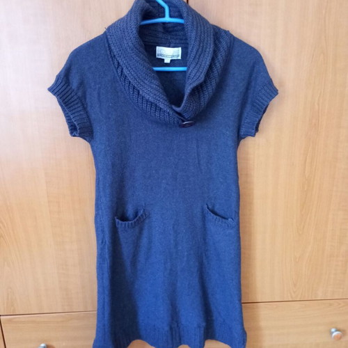 Wool winter blue dress used, short blouse style