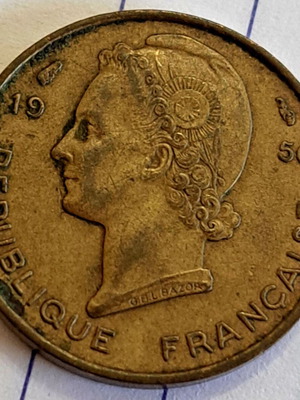 5 Francs 1956 coin like new, French West Africa