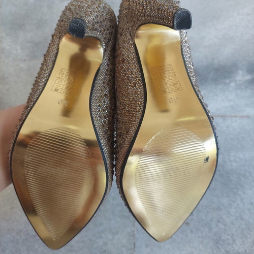 Diamantique high heels size 39 gold with rhinestones new
