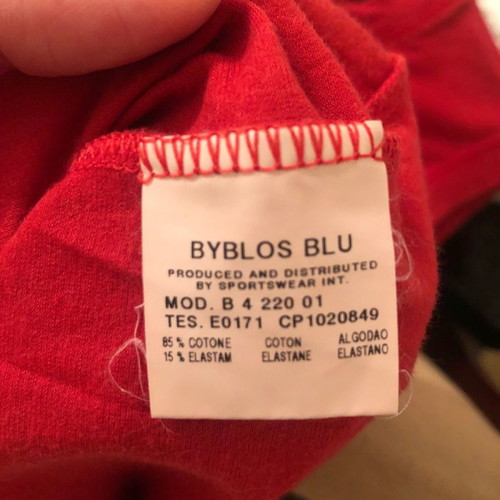 Byblos Sleeveless Red T-Shirt Like New With Rhinestone Logo