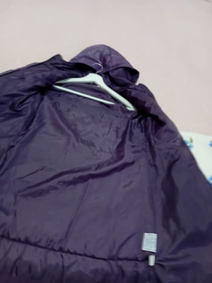 Long hooded jacket used, purple, girls 9-11 years