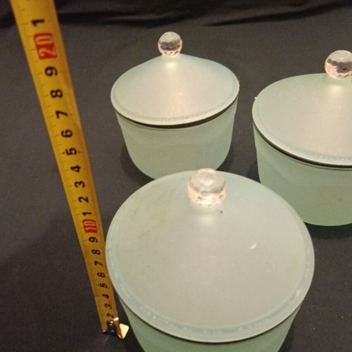 Set of 3 plastic jars with lids used, sky blue
