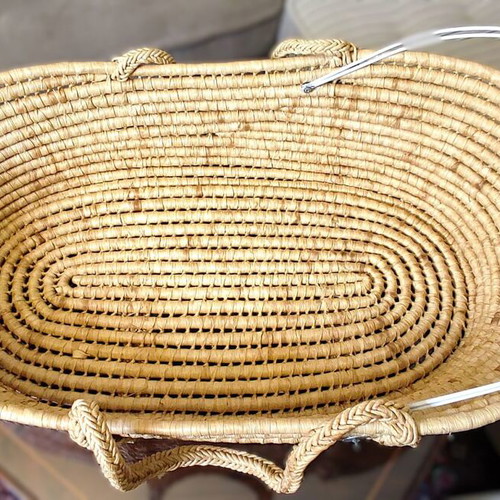 Handmade Wicker Baby Bassinet Set Omega White Cotton Like New