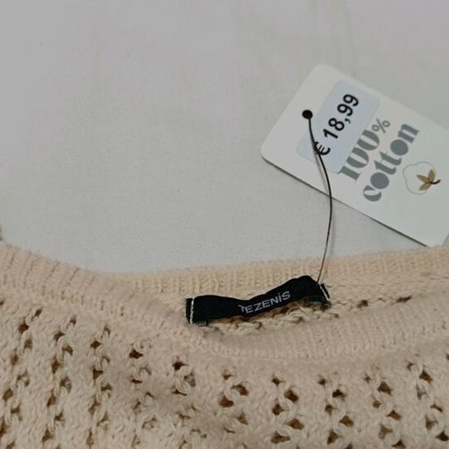 Crochet crop top and shorts set 100% cotton, new, beige, Tezenis