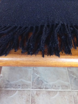 Classic Black Scarf with Fringes used, unisex
