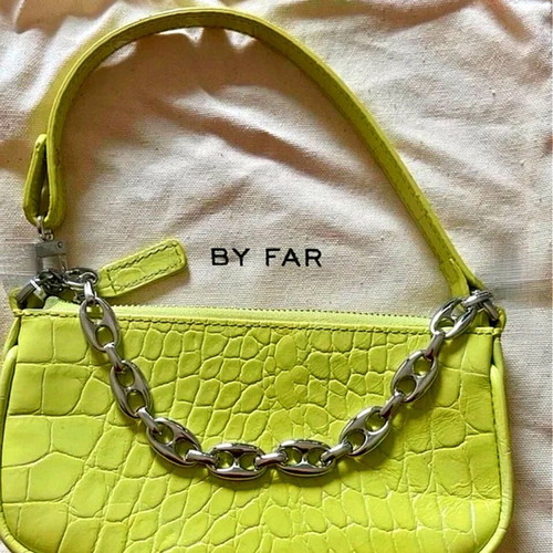 By Far Mini Rachel bag neon green like new