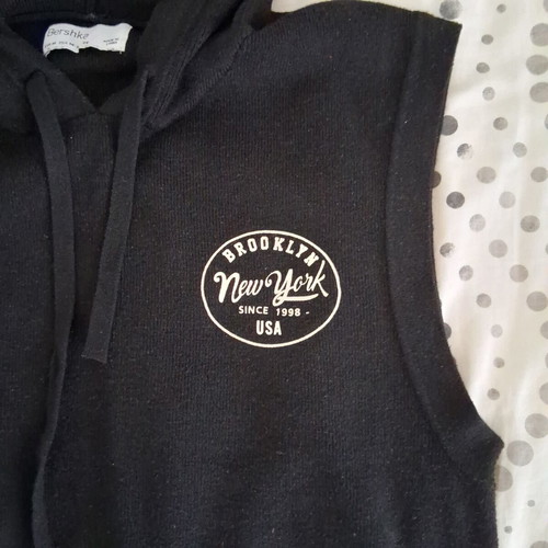 Bershka Crop Sleeveless Hoodie Like New Black