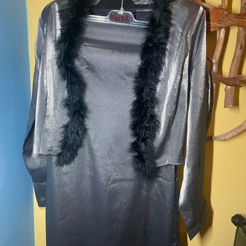Strapless dress set with silver jacket like new