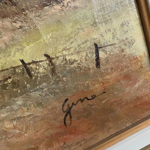 Painting used, old with wooden frame and artist signature