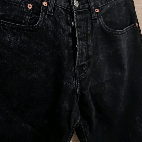 Mango black denim jeans crop with frayed hem like new