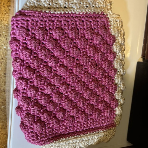 Handmade pink and white handbag like new