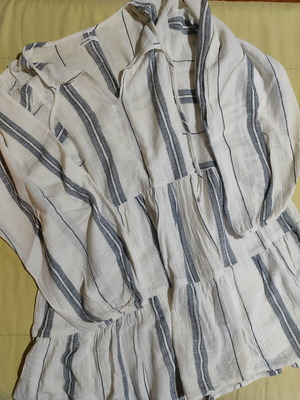 Cotton dress like new, airy, size M, white and blue