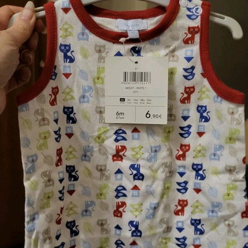TEX baby bodysuits for 6 months, two brand new cotton