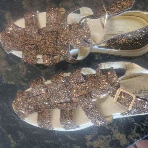 Monnalisa women's shoes new, brown gold glitter, size 39