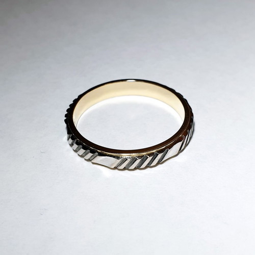 Wedding ring white and yellow gold 14K used, size 62