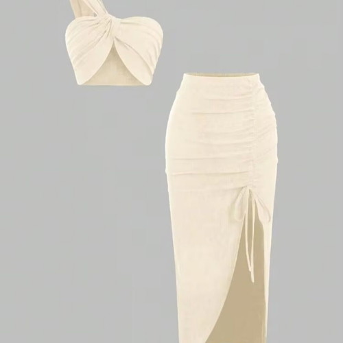 Shein yellow elastic skirt and top set new, medium size