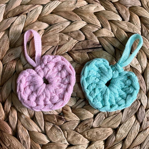 Crochet Heart Keychain with Wooden Element made to order