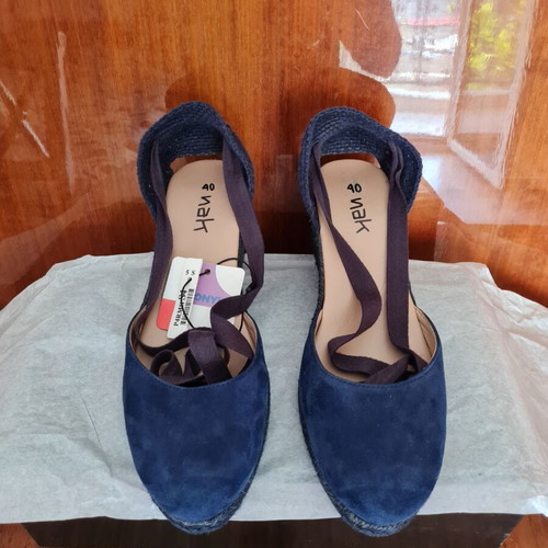 Nak low anatomical leather platform sandals size 40 new, blue