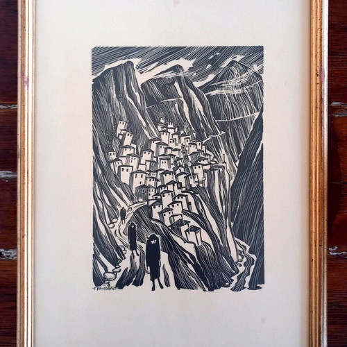 Woodcut by Pavlos Valasakis like new, 1961