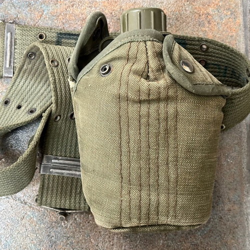 Military plastic canteen with case and belt used