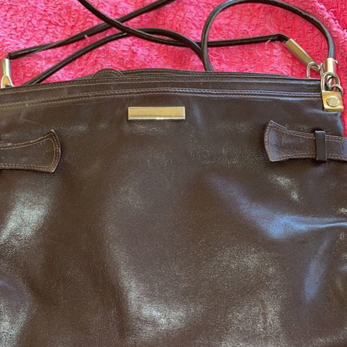 Brown leather Napa bag used with multiple compartments