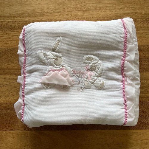 Baby blanket used for crib by IRA with bunny details
