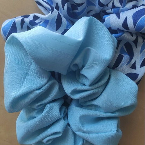 Handmade XL fabric scrunchies set of two